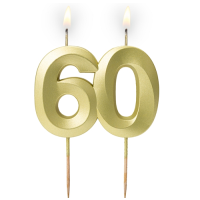 Sviečka na tortu č. 60 saténovo-zlatá