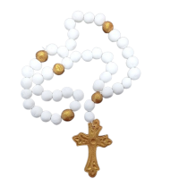 Dekorácia ruženec bielo-zlatý 25 cm