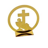 Dekorace přijímání - kříž, kalich, hrozny v kruhu zlatá barva