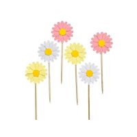 6 db-os kivágott virágok vegyes színekkel