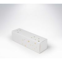 Krabička na makrónky biela s hviezdičkami 160x45x45 mm