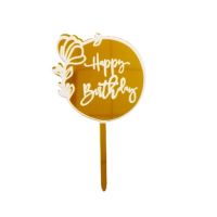 Gravur - Kreis „Happy Birthday“ aus goldenem Spiegelacryl