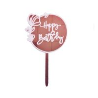 Zápich - kruh Happy Birthday ružový zrkadlový akryl
