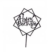 Engraving - square Happy Birthday black acrylic