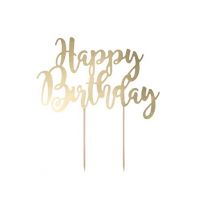 Zápich - Happy Birthday papier zlatý