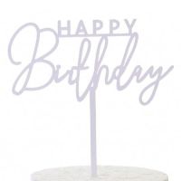 Engraving - Happy Birthday, white acrylic