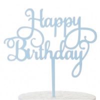 Zápich - Happy Birthday, modrý akryl