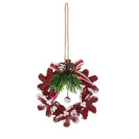 Red wreath with twig I for hanging