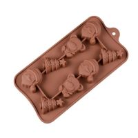 Silicone mold Santa Claus, tree, teddy bear brown 8 pcs