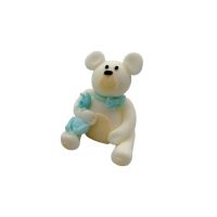 Medvedík biely s modrou mašľou