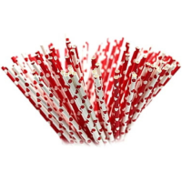Slamky papierové červeno-biele srdiečka 10 ks