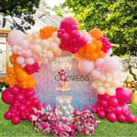 Garland pink-orange balloons 125 pcs