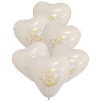 Balóny - bielo-zlaté srdcia IHS 6 ks