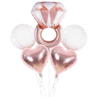 Balóny bielo-ružové srdce, kruh, prsteň