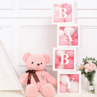 Box decorative white paper inscription BABY 4 pcs