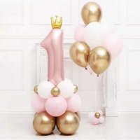 Balóny bielo-ružovo-zlaté s č. 1