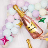 Champagne bottle balloon pink 37x90 cm