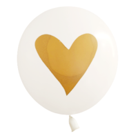 Balóny - biele so zlatým srdcom 30 cm - 6 ks