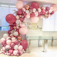 Girlanda balóny malinovo ružové a pastelovo ružové 119 ks