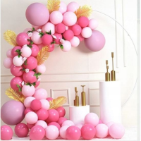 Garland balloons pink + gold leaf 79 pcs