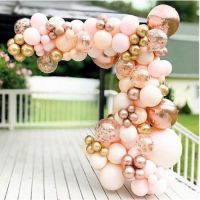 Girlandenballons Pastellrosa, Gold, Konfetti 100 Stk