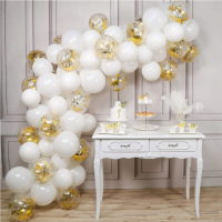 Girlanda balóny biele + zlaté konfety 110 ks