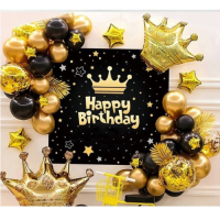 Black-gold balloon garland + HB poster