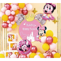 Balloon garland + Minnie Mouse poster