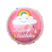 Balón růžový s oblakem Happy Birthday