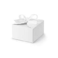 White dessert box with ribbon 10 pcs