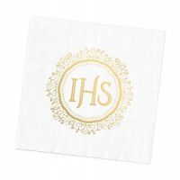 Servítky biele + zlatý nápis IHS 10 ks