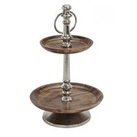 Stand 2-tier metal/dark wood