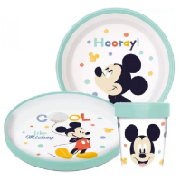 Zestaw Mickey - 2x talerz i kubek, plastik