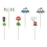 Stamp - police, cars, traffic light 6 pcs