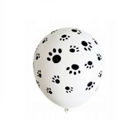 White balloon with black paws