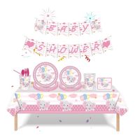 Pink Elephant Baby Shower party set