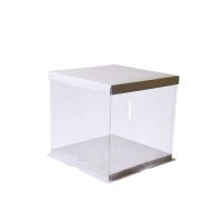 Krabička na tortu priesvitná biela 30 x 30 x 25 cm