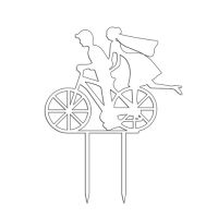 Zápich - ženích a nevesta na bicykli biely akryl