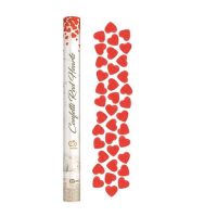 Red heart confetti in a tube