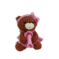 Ein brauner Teddybär mit einem rosa Kleid