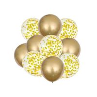Balóny zlaté + konfety 10 ks
