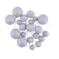 Embossed glittery silver balls 20 pcs