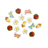 Set of ladybug, flower, butterfly, bee 16 pcs