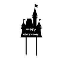 Schnappverschluss „Happy Birthday“ aus schwarzem Acryl
