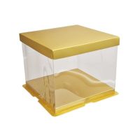 Półprzezroczyste złote pudełko na ciasto 26 x 26 x 25 cm