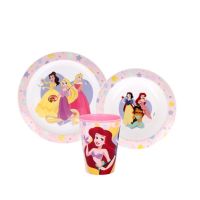 Princess set - 2x plate and glass, plastic