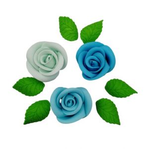 Ruža veľká pastelová zostava modrá 9 ks