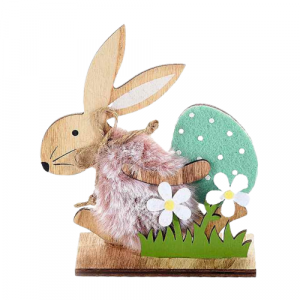 Veľkonočný zajac s vajíčkom a kvetmi zelený
