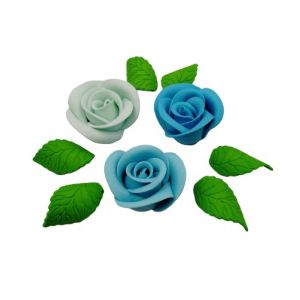Ruža veľká pastelová zostava modrá 9 ks
