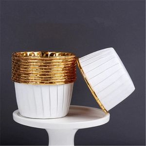 Košíčky papierové bielo-zlaté 50 ks